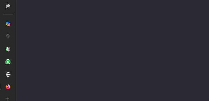 Tab Firefox tanpa tombol tutup X yang terlihat