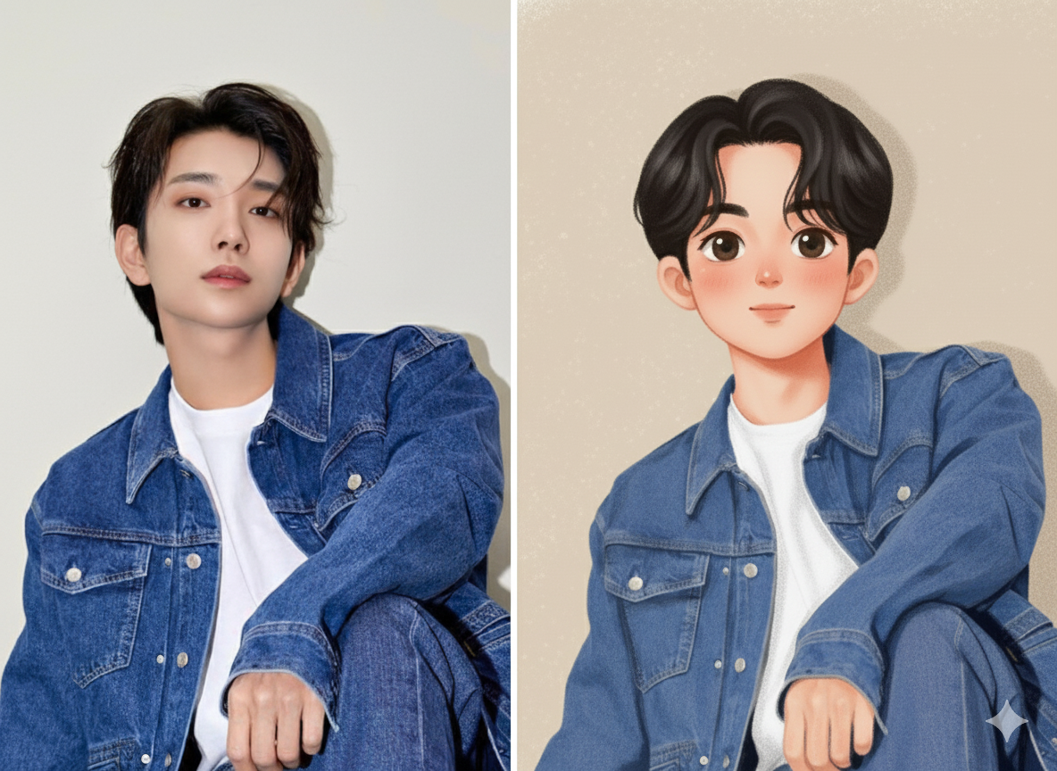 Ilustrasi anime gaya krayon yang dihasilkan oleh Gemini AI