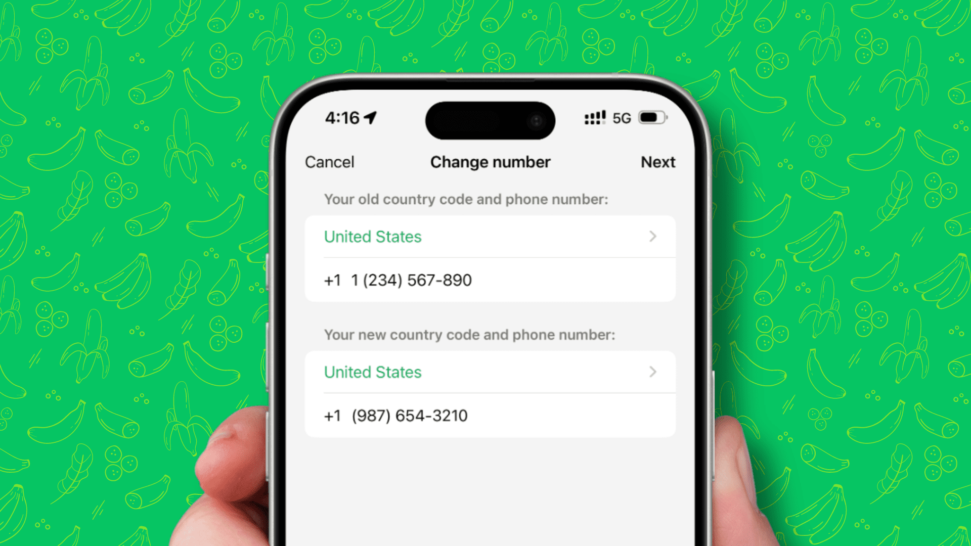 Antarmuka fitur Ganti Nomor WhatsApp