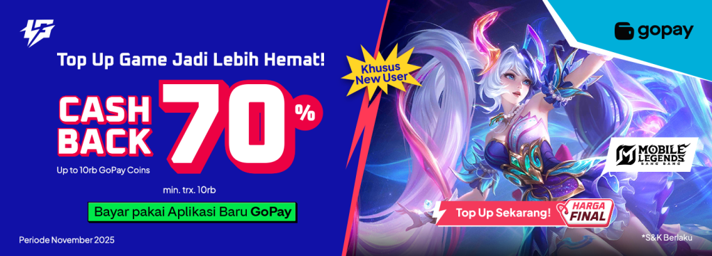 Promo Cashback GoPay 70% LapakGaming November 2025