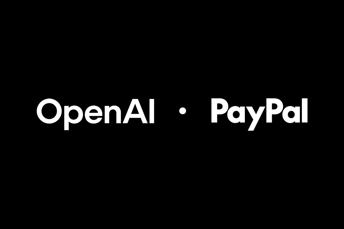 Logo OpenAI dan PayPal menandakan kemitraan strategis
