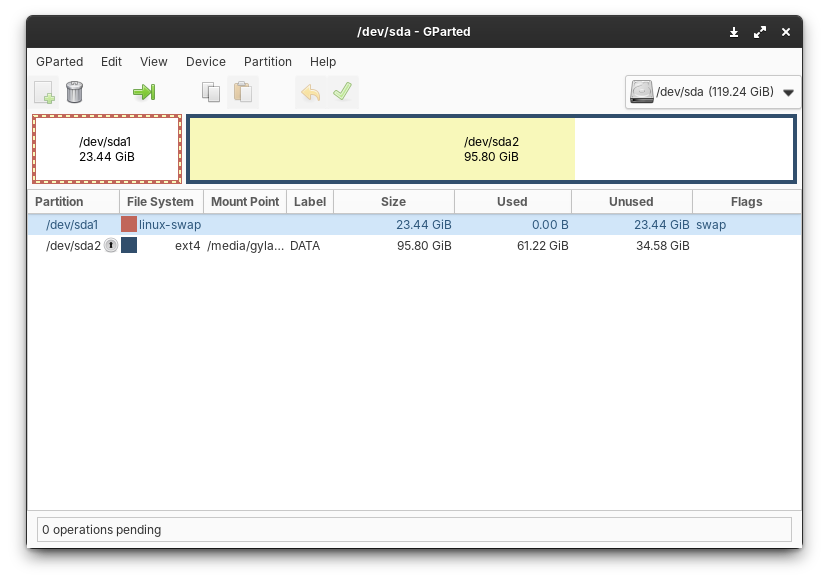 Konfigurasi Partisi Swap dan Data di Migrasi ke Elementary OS 8