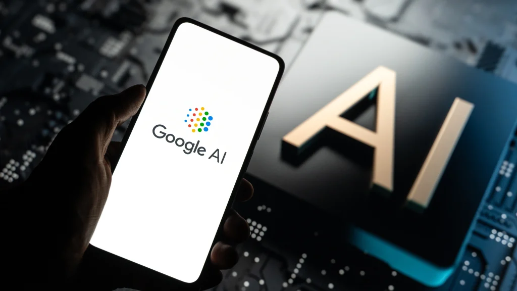 Ilustrasi AI Google di HP, menunjukkan konsep keamanan data berlapis dan perlindungan privasi