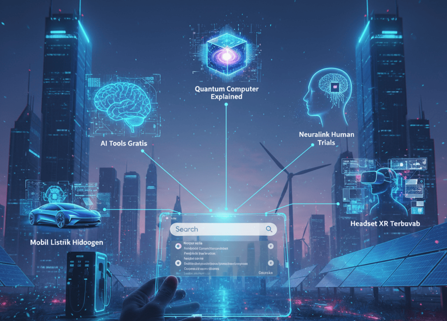 Ilustrasi komputasi dan jaringan teknologi global yang dicari 2025