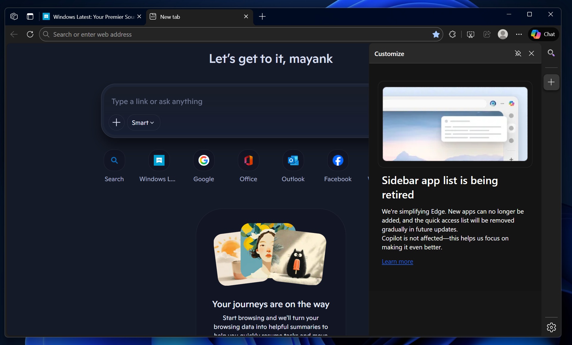 Integrasi Copilot di Microsoft Edge: Analisis Mendalam Dampak Penghapusan Sidebar App List 2 Notifikasi Penghapusan Sidebar App List di Microsoft Edge Canary