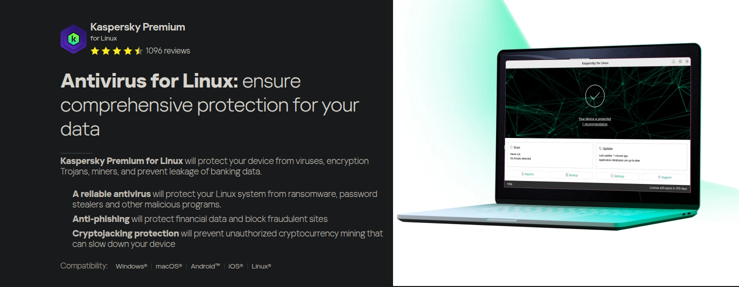 Antarmuka Kaspersky Antivirus untuk Linux