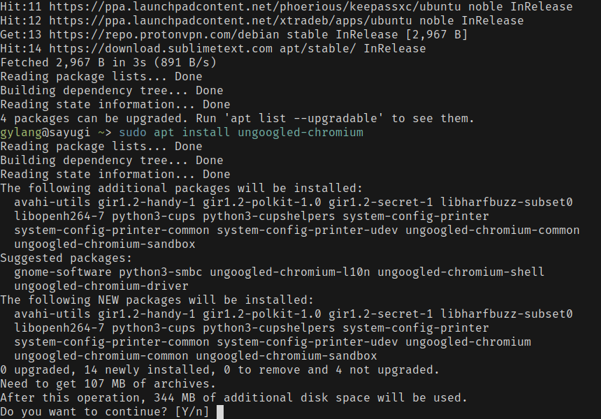 Ungoogled Chromium Browser di Linux - Panduan Instalasi & Privasi Maksimal 3 Konfirmasi Instalasi Ungoogled Chromium Browser di Linux via Terminal