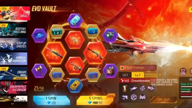 Diagram alur cara kerja Evo Vault di Free Fire