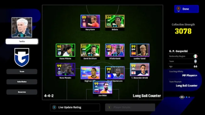 Formasi eFootball 2026 Terbaik - Panduan Lengkap untuk Gameplay Kompetitif 3 Diagram formasi 4-4-2 Long Ball Counter di eFootball 2026