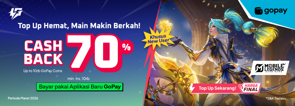 Promo Cashback GoPay 70% LapakGaming Maret 2026