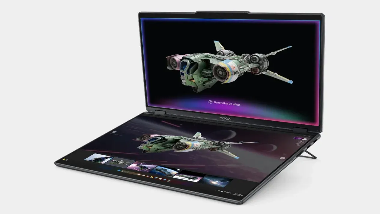 Lenovo MWC 2026 - Intip Inovasi Laptop 3D & Konsol Lipat Futuristik 3 Layar laptop Lenovo Yoga Book Pro 3D Concept menampilkan desain 3D