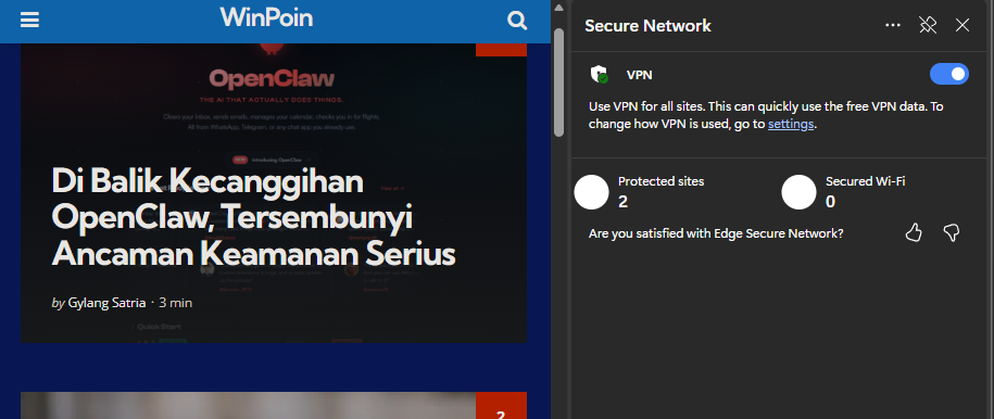 Pengaturan Edge Secure Network di browser Microsoft Edge