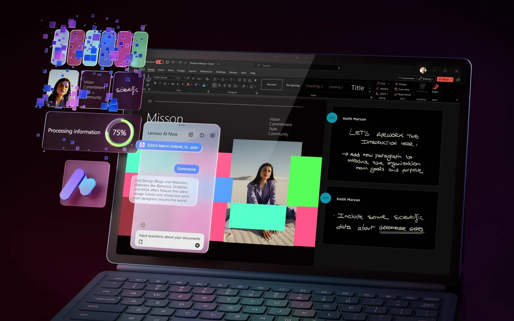 Lenovo AI Ringkas Dokumen Offline - Solusi Cerdas Tanpa Internet 2 Antarmuka Lenovo AI Now menampilkan fitur Knowledge Assistant untuk merangkum dokumen