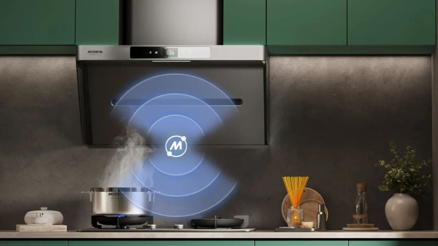Kompor tanam dan cooker hood MODENA Velvet Series dengan fitur canggih