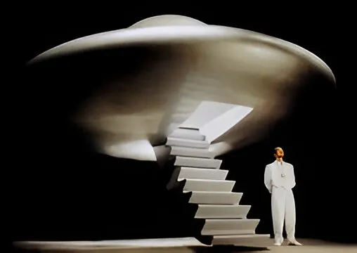 Ilustrasi Raëlian Movement dan simbolisme UFO