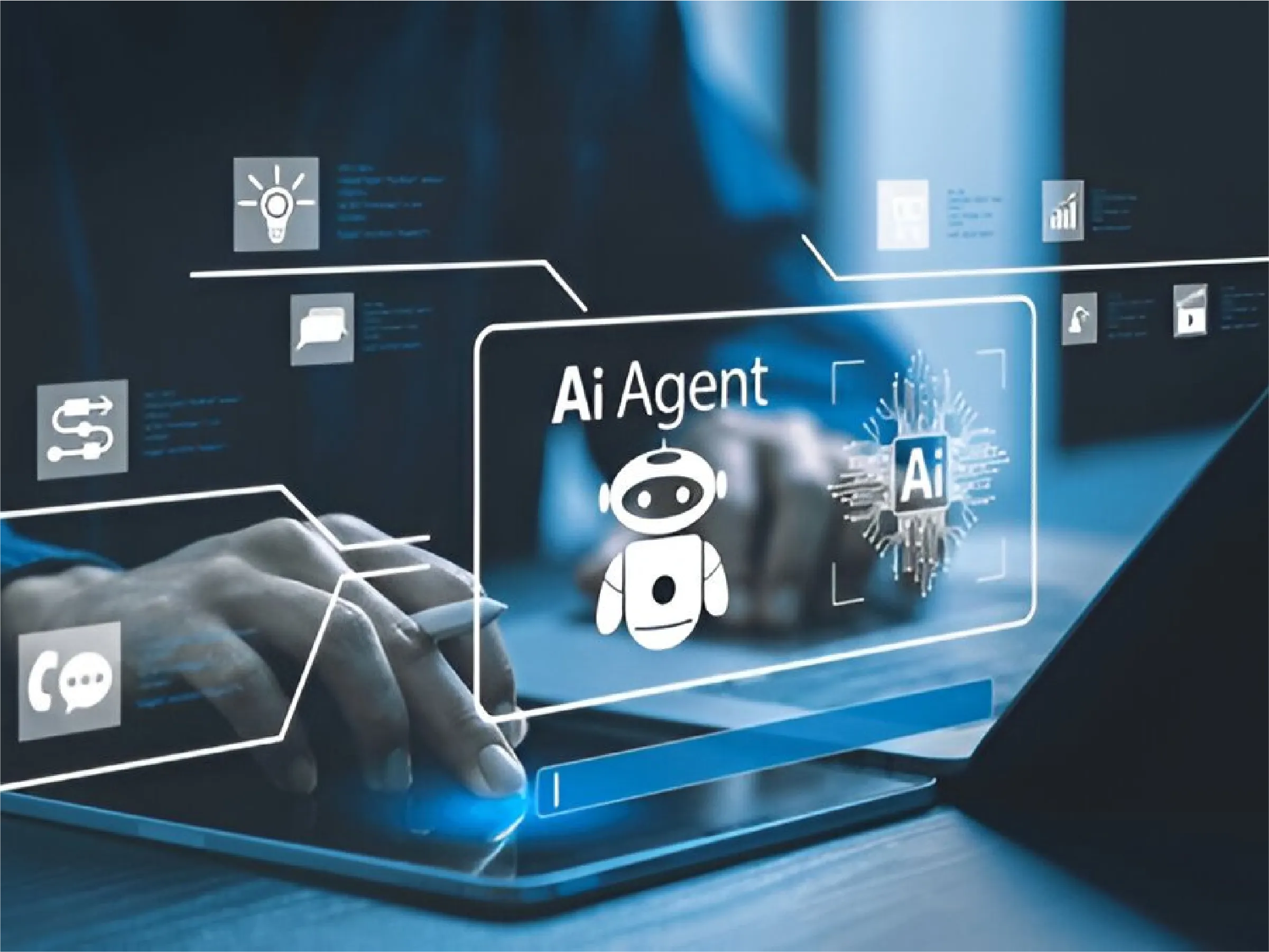 Robot otomatisasi di lingkungan industri modern