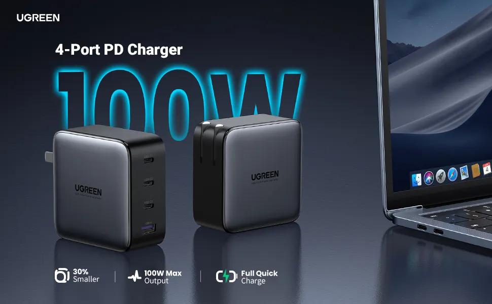 UGREEN GaN Charger 100W, charger cepat ringkas
