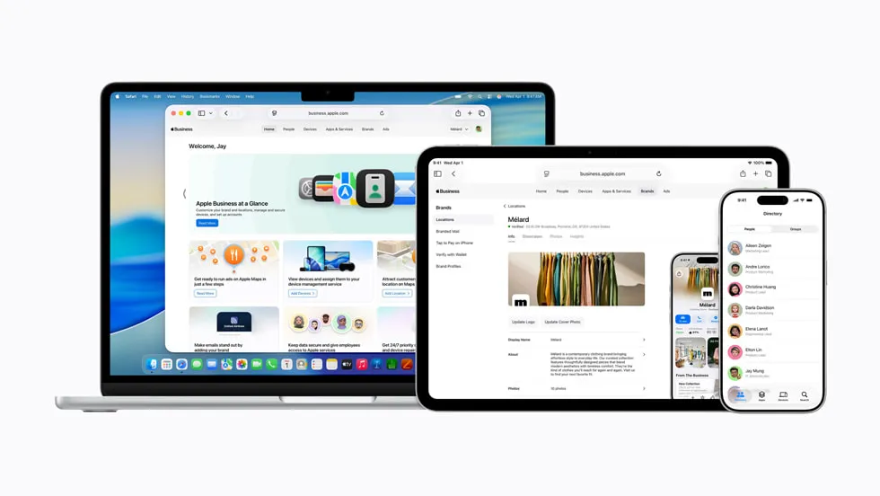 Apple Business Indonesia - Solusi Produktivitas & Keamanan Data Perusahaan Terdepan 2 Logo Apple Business Essentials dan Apple Business Manager