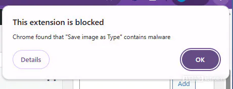 Peringatan Google Chrome setelah mendeteksi ekstensi berbahaya
