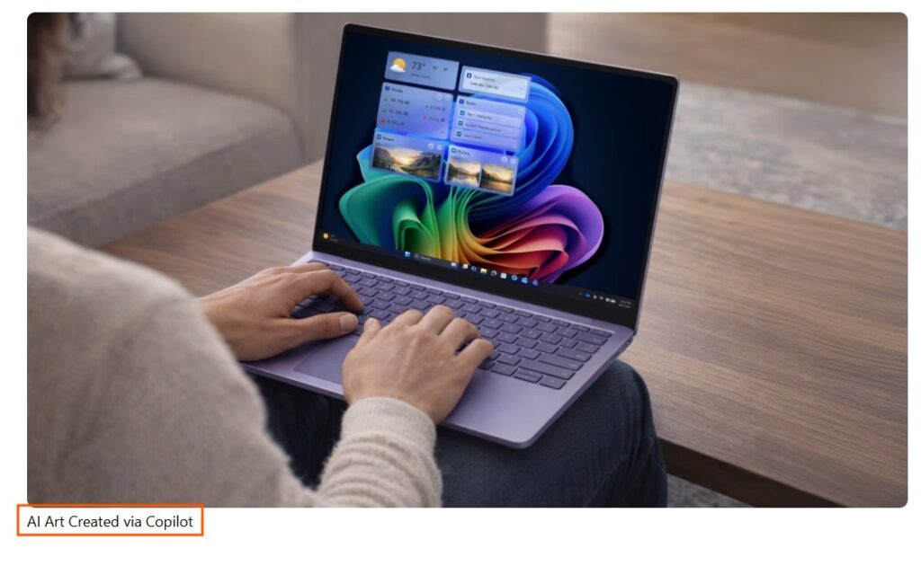 Gambar AI yang digunakan Microsoft untuk promosi Windows 11 dengan tampilan widget yang tidak akurat