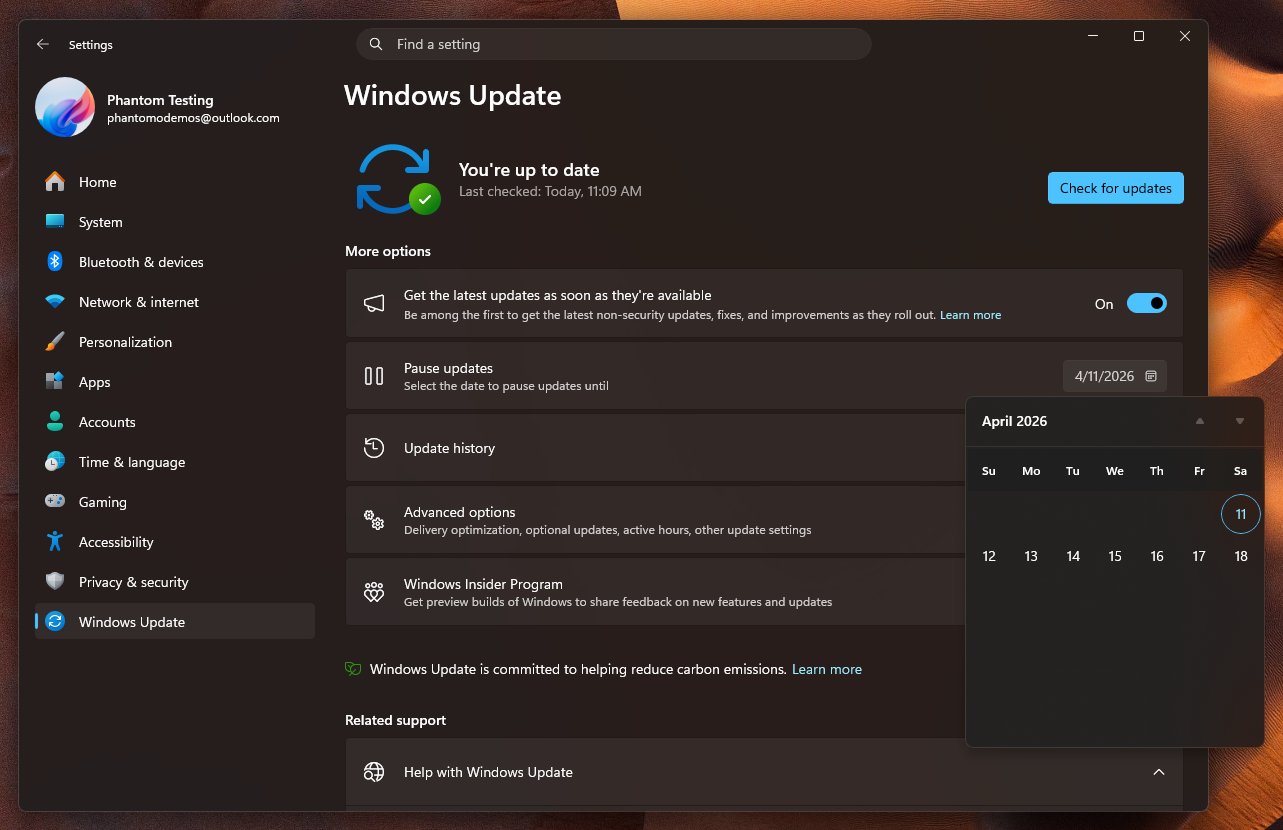 Menu Pause Update Windows 11 Kini Lebih Fleksibel: Atur Jeda Pembaruan dengan Tanggal Pasti! 3 Tampilan menu Pause Update Windows 11 yang diperbarui dengan opsi pemilihan tanggal