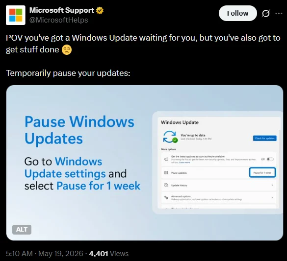 Ilustrasi notifikasi Windows Update yang mengganggu