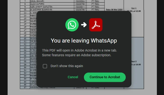 WhatsApp Web PDF - Kemudahan Akses dan Edit Dokumen Langsung di Browser 3 Tampilan opsi download PDF di WhatsApp Web