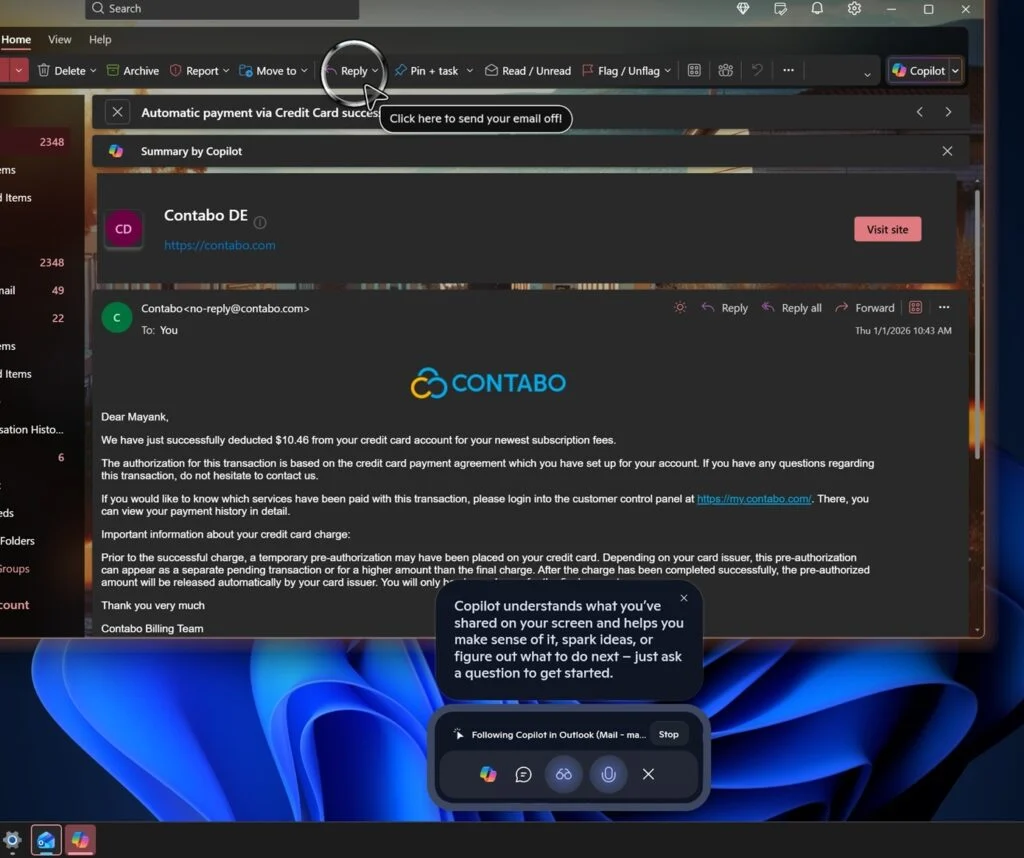 Fitur AI Windows 11 - Intip Kemampuan Copilot di Taskbar Anda 2 Tampilan fitur berbagi jendela aplikasi Windows 11 dengan Copilot